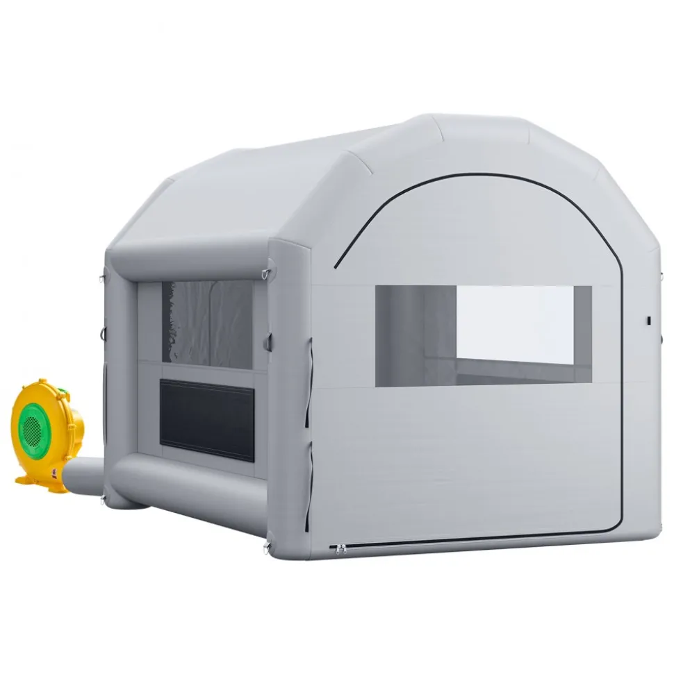 VEVOR Inflatable Paint Booth, 13 x 10 x 9 ft, Portable Spray Booth with 750W Powerful Blower and Large Filter Cotton, Arched Roof Blow Up Painting Tent for Bike, Motorcycle, and Furniture, Gray