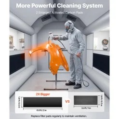 VEVOR Inflatable Paint Booth, 13 x 10 x 9 ft, Portable Spray Booth with 750W Powerful Blower and Large Filter Cotton, Arched Roof Blow Up Painting Tent for Bike, Motorcycle, and Furniture, Gray