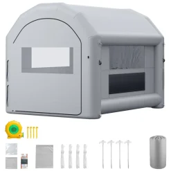 VEVOR Inflatable Paint Booth, 13 x 10 x 9 ft, Portable Spray Booth with 750W Powerful Blower and Large Filter Cotton, Arched Roof Blow Up Painting Tent for Bike, Motorcycle, and Furniture, Gray