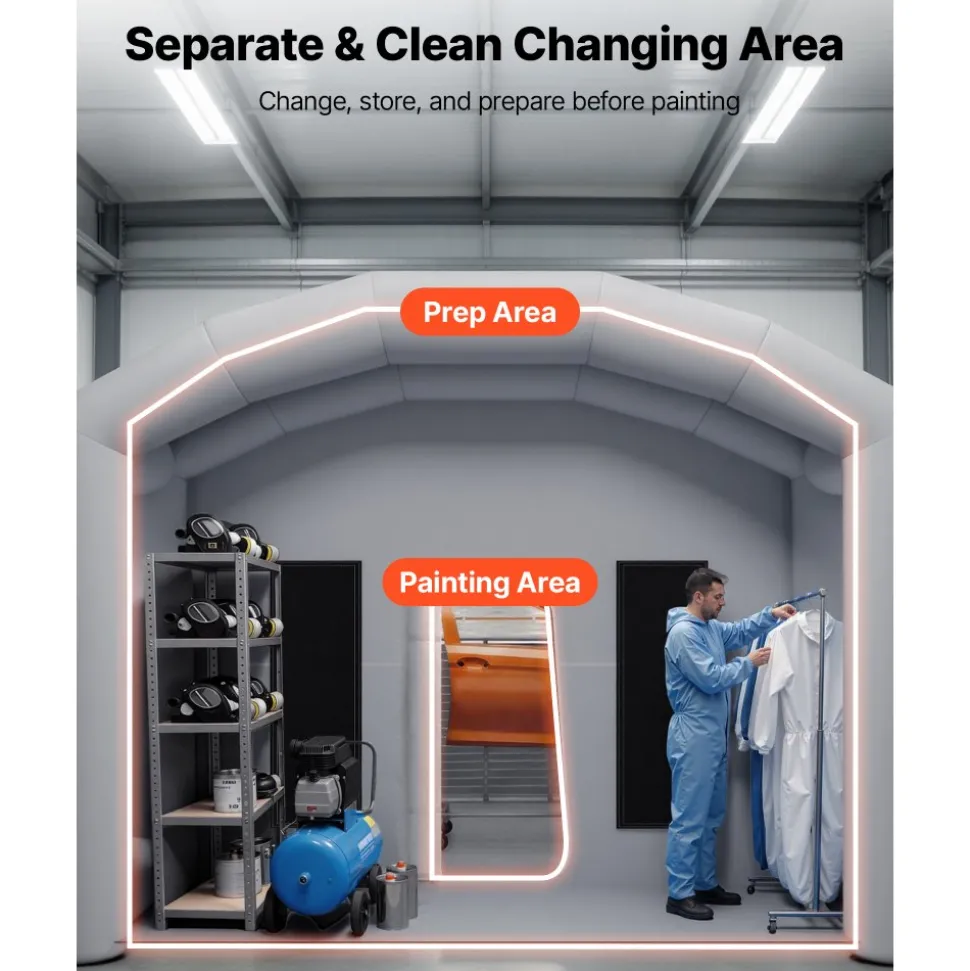 VEVOR Inflatable Paint Booth 39x16.4x13ft, Inflatable booth with 2 Blowers, Inflatable Spray Booth with Filter System, Portable Car Paint Booth for Car Parking Tent Workstation