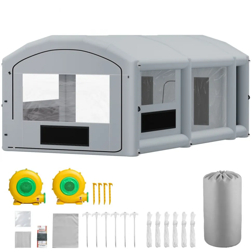 VEVOR Inflatable Paint Booth 39x16.4x13ft, Inflatable booth with 2 Blowers, Inflatable Spray Booth with Filter System, Portable Car Paint Booth for Car Parking Tent Workstation