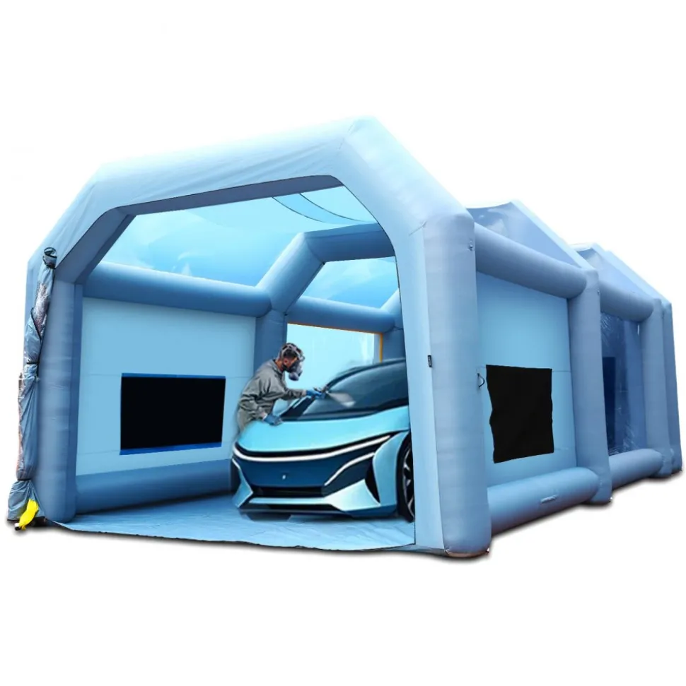 VEVOR Inflatable Paint Booth, 33x20x13ft Inflatable Spray Booth, High Powerful 950W+1100W Blowers Spray Booth Tent, Car Paint Tent Air Filter System for Car Parking Tent Workstation Motorcycle Garage