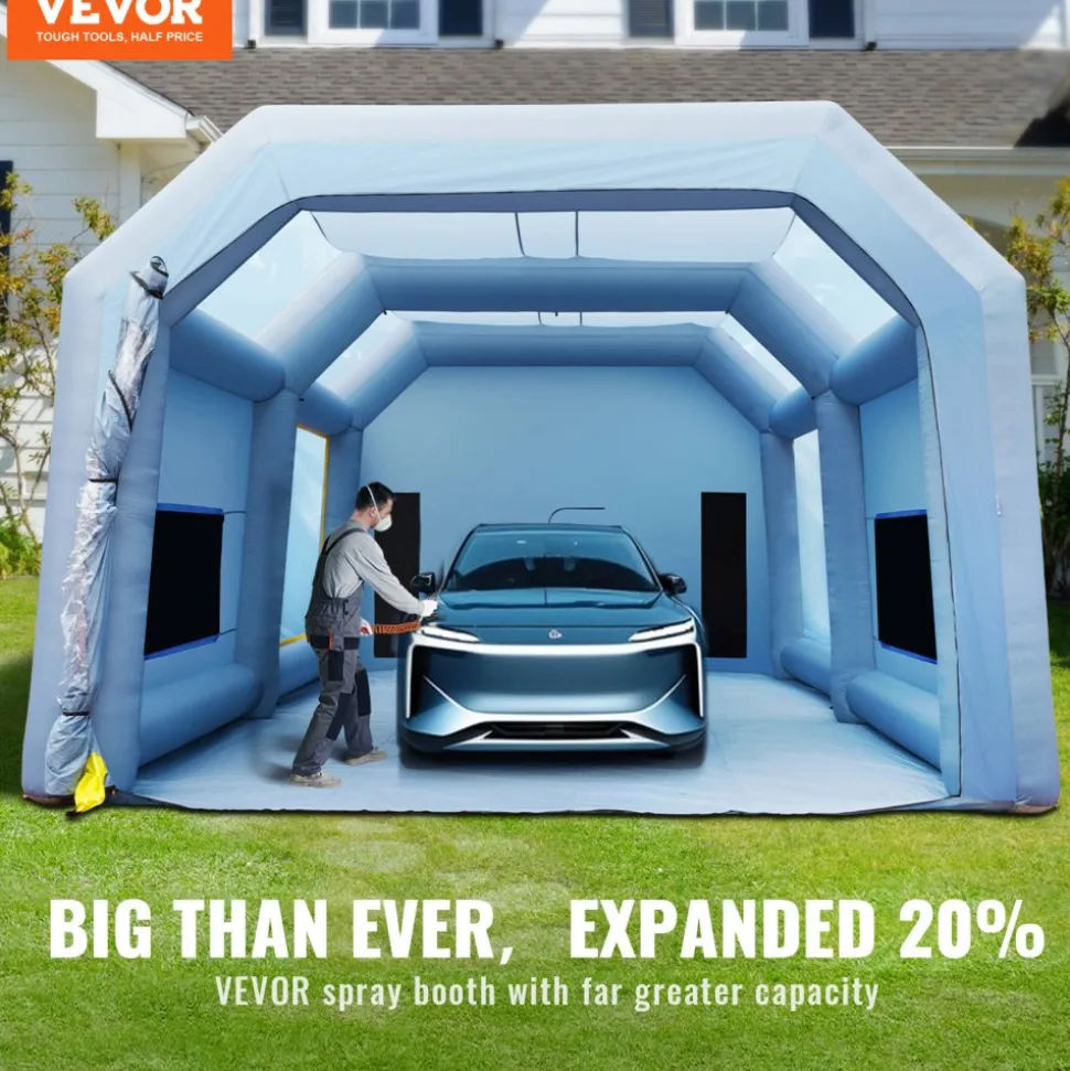 VEVOR Inflatable Paint Booth, 33x20x13ft Inflatable Spray Booth, High Powerful 950W+1100W Blowers Spray Booth Tent, Car Paint Tent Air Filter System for Car Parking Tent Workstation Motorcycle Garage