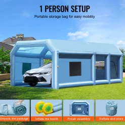 VEVOR Inflatable Paint Booth, 9.8 x 8.2 x 8.2 ft Inflatable Spray Booth, with 550W Powerful Blower and Air Filter System, Portable Car Paint Booth for Motorcycle, Bicycle, Small Furniture Painting