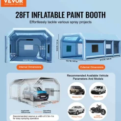 VEVOR Inflatable Paint Booth, 9.8 x 8.2 x 8.2 ft Inflatable Spray Booth, with 550W Powerful Blower and Air Filter System, Portable Car Paint Booth for Motorcycle, Bicycle, Small Furniture Painting