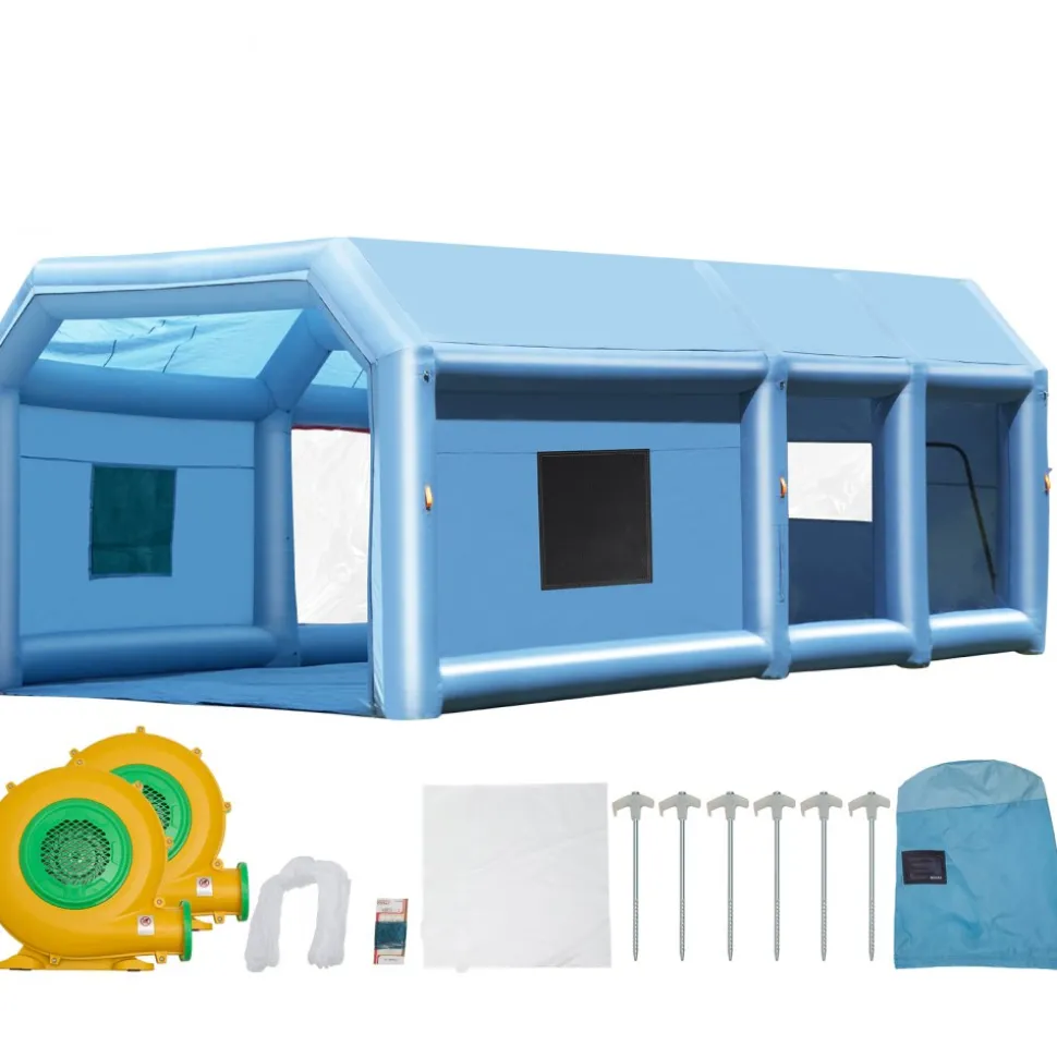 VEVOR Inflatable Paint Booth, 9.8 x 8.2 x 8.2 ft Inflatable Spray Booth, with 550W Powerful Blower and Air Filter System, Portable Car Paint Booth for Motorcycle, Bicycle, Small Furniture Painting