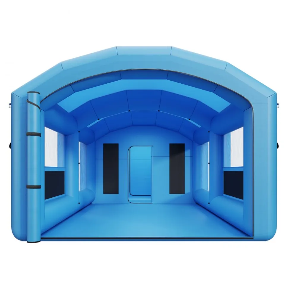 VEVOR Inflatable Paint Booth, 23 x 13 x 9 ft, Portable Spray Booth with 480W+750W Blowers, Large Filter Cotton, Changing Area, Arched Roof Painting Tent for ATV, Motorcycle, Medium Furniture, Blue
