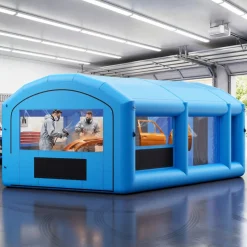 VEVOR Inflatable Paint Booth, 23 x 13 x 9 ft, Portable Spray Booth with 480W+750W Blowers, Large Filter Cotton, Changing Area, Arched Roof Painting Tent for ATV, Motorcycle, Medium Furniture, Blue