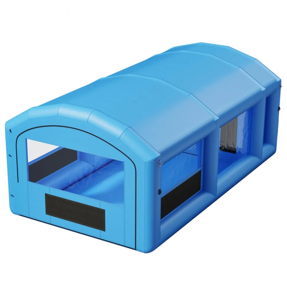 VEVOR Inflatable Paint Booth, 23 x 13 x 9 ft, Portable Spray Booth with 480W+750W Blowers, Large Filter Cotton, Changing Area, Arched Roof Painting Tent for ATV, Motorcycle, Medium Furniture, Blue