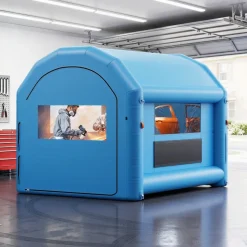 VEVOR Inflatable Paint Booth, 13 x 10 x 9 ft, Portable Spray Booth with 750W Powerful Blower and Large Filter Cotton, Arched Roof Blow Up Painting Tent for Bike, Motorcycle, and Furniture, Blue
