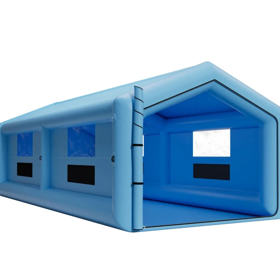 VEVOR Inflatable Paint Booth, 39.37 x 16.40 x 13.12 ft, Inflatable Spray Booth with 950W+1100W Blowers, Air Filter System, Triangular Roof, for Painting Car, Truck, Furniture, Automotive Sheet Metal