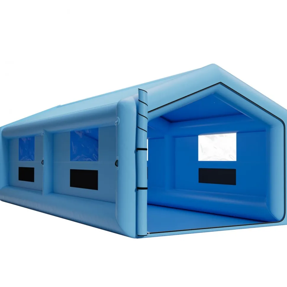 VEVOR Inflatable Paint Booth, 39.37 x 16.40 x 13.12 ft, Inflatable Spray Booth with 950W+1100W Blowers, Air Filter System, Triangular Roof, for Painting Car, Truck, Furniture, Automotive Sheet Metal