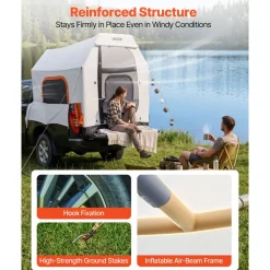 VEVOR Inflatable Pickup Truck Tent, 7.2 x 5.4 FT 3-Season Truck Bed Tent with Ventilated Mesh Windows, PU2000mm Waterproof Pickup Camping Tents for Outdoor Hiking Activities - Air Pump Included