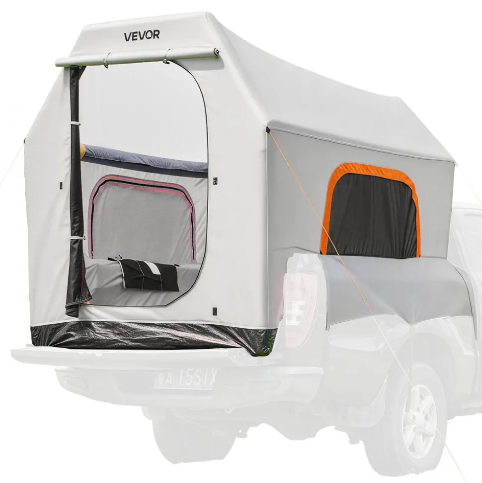 VEVOR Inflatable Pickup Truck Tent, 7.2 x 5.4 FT 3-Season Truck Bed Tent with Ventilated Mesh Windows, PU2000mm Waterproof Pickup Camping Tents for Outdoor Hiking Activities - Air Pump Included