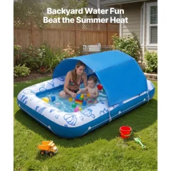 VEVOR Inflatable Pool Float with UPF 50+ Canopy, 82