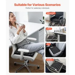 VEVOR Inflatable Seat Cushion, 3D Air Cell Seat Cushion for Pressure Relief, Lycra & TPU Wheelchair Seat Pad with Manual Pump, Lightweight and Portable for Travel, Office, Car, Airplane