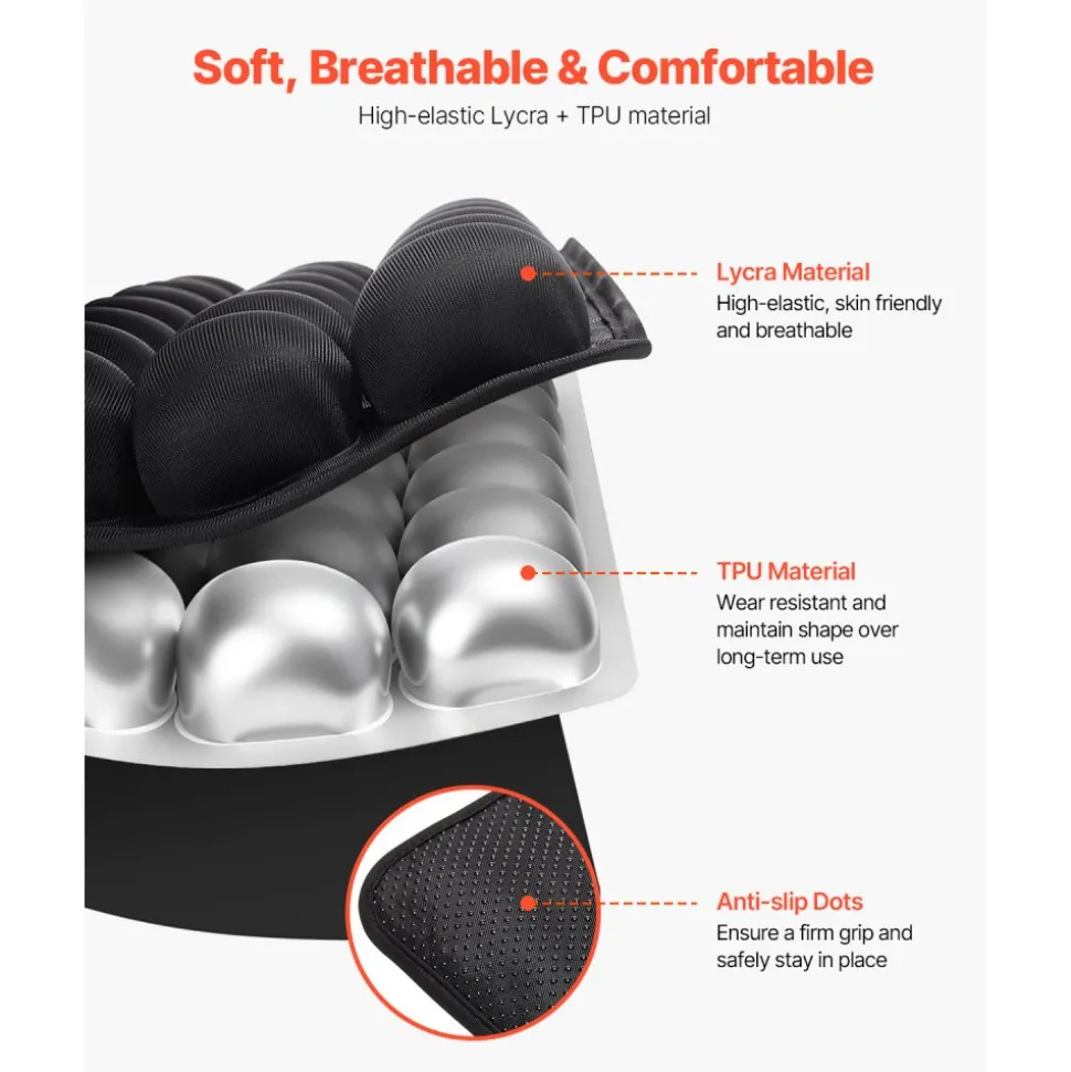 VEVOR Inflatable Seat Cushion, 3D Air Cell Seat Cushion for Pressure Relief, Lycra & TPU Wheelchair Seat Pad with Manual Pump, Lightweight and Portable for Travel, Office, Car, Airplane