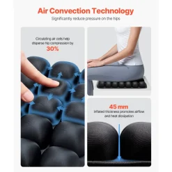 VEVOR Inflatable Seat Cushion, 3D Air Cell Seat Cushion for Pressure Relief, Lycra & TPU Wheelchair Seat Pad with Manual Pump, Lightweight and Portable for Travel, Office, Car, Airplane