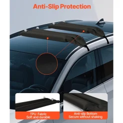 VEVOR Inflatable Soft Roof Rack Bars, 37.6-Inch Universal Car Roof Rack Pads, 88LBS Loading Luggage Kayak Carrier with 2 Tie-Down Straps & Ropes, Hand Air Pump, Storage Bag for Canoes Surfboards SUPs