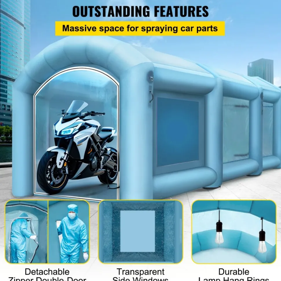 VEVOR Inflatable Spray Booth Car Paint Tent 20 x 10 x 8 ft w/Filter & 2 Blowers