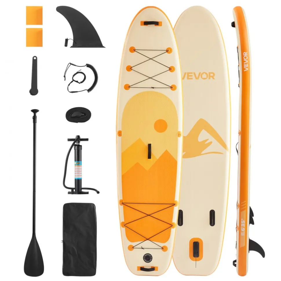 VEVOR Inflatable Stand Up Paddle Board, 11.6' x 35" x 6" Wide Ultra-Light SUP Paddleboard, All Accessories Included, Pump, Paddle, Fin, Backpack, Ankle Leash, Strap, Non-slip Deck for Youth & Adults