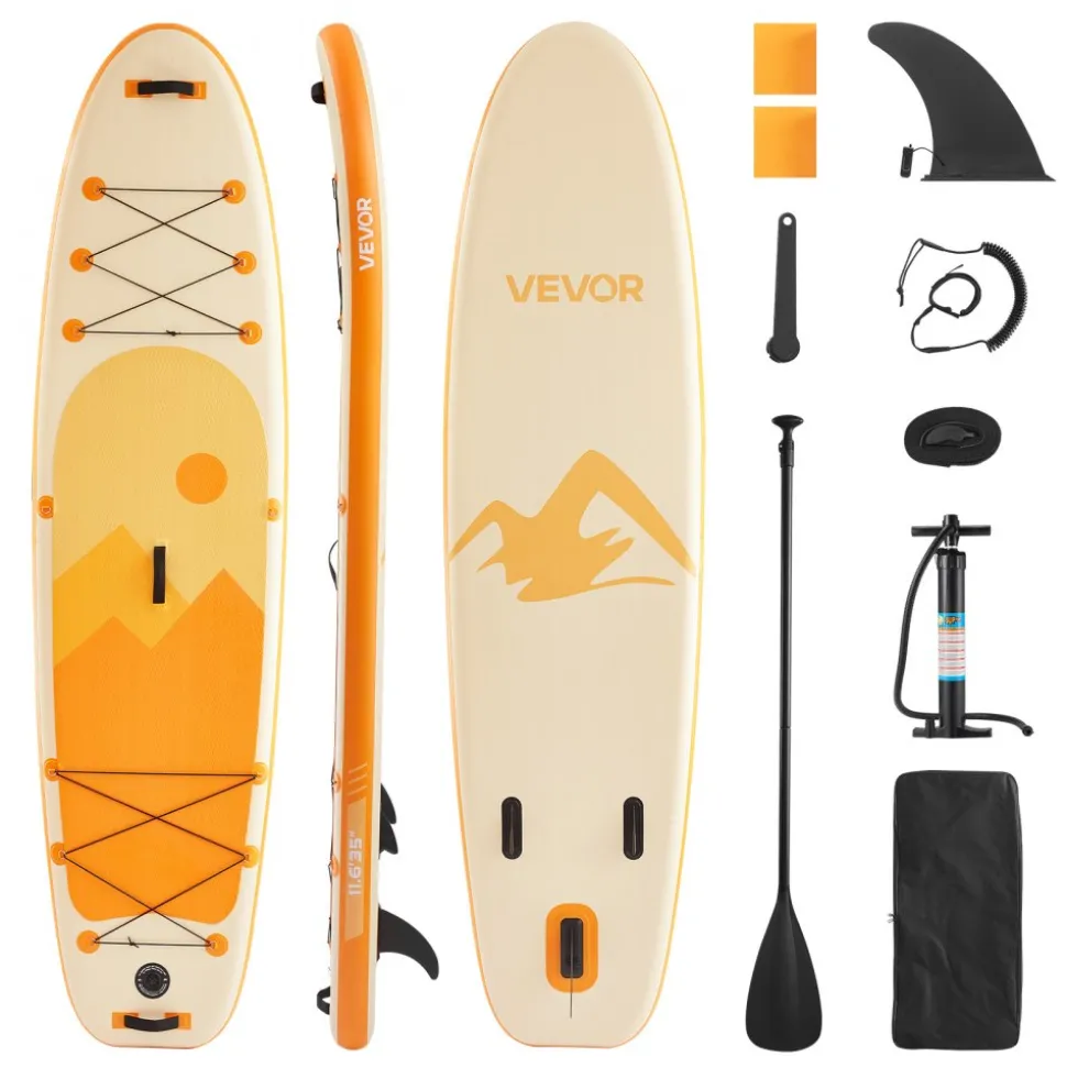 VEVOR Inflatable Stand Up Paddle Board, 11.6' x 35" x 6" Wide Ultra-Light SUP Paddleboard, All Accessories Included, Pump, Paddle, Fin, Backpack, Ankle Leash, Strap, Non-slip Deck for Youth & Adults