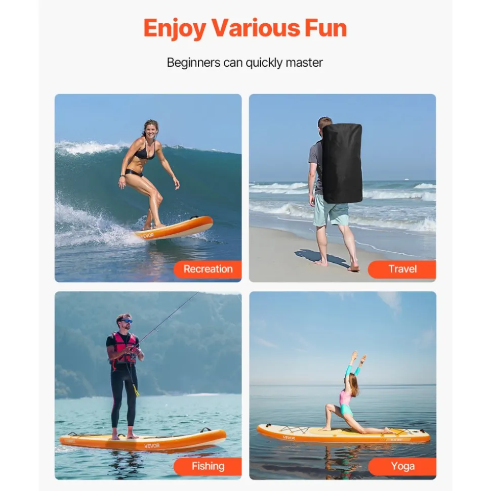 VEVOR Inflatable Stand Up Paddle Board, 11.6' x 35" x 6" Wide Ultra-Light SUP Paddleboard, All Accessories Included, Pump, Paddle, Fin, Backpack, Ankle Leash, Strap, Non-slip Deck for Youth & Adults