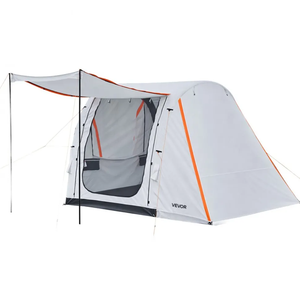 VEVOR Inflatable SUV Tent with Awning, 8 x 6.7 ft 3-Season SUV Tailgate Tent with Ventilated Doors & Mesh Window, PU2000mm Waterproof Car Rear Hatch Tents for Outdoor Camping - Air Pump Included