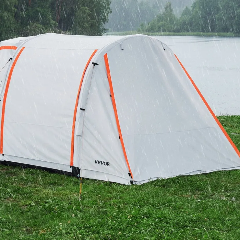 VEVOR Inflatable SUV Tent with Awning, 8 x 6.7 ft 3-Season SUV Tailgate Tent with Ventilated Doors & Mesh Window, PU2000mm Waterproof Car Rear Hatch Tents for Outdoor Camping - Air Pump Included