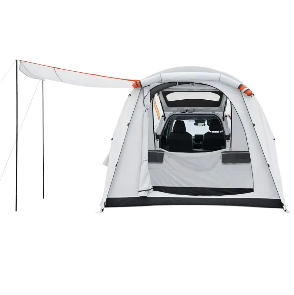 VEVOR Inflatable SUV Tent with Awning, 8 x 6.7 ft 3-Season SUV Tailgate Tent with Ventilated Doors & Mesh Window, PU2000mm Waterproof Car Rear Hatch Tents for Outdoor Camping - Air Pump Included