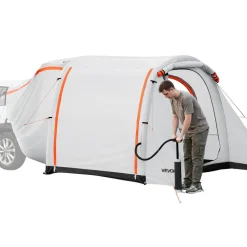 VEVOR Inflatable SUV Tent with Awning, 8 x 6.7 ft 3-Season SUV Tailgate Tent with Ventilated Doors & Mesh Window, PU2000mm Waterproof Car Rear Hatch Tents for Outdoor Camping - Air Pump Included