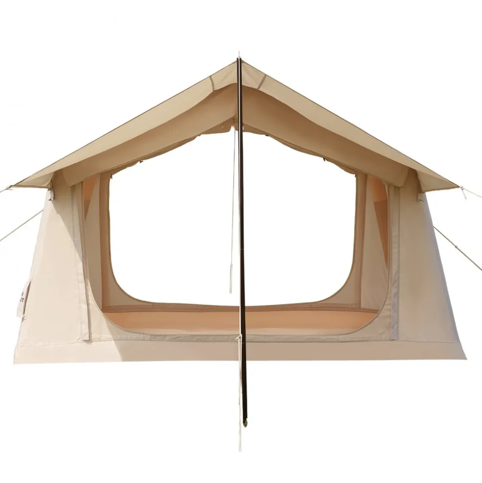 VEVOR Inflatable Tent for Camping 2-4 Person Blow Up Tent with Hand Pump, for Family Outdoor Glamping, Waterproof 420D Oxford, Easy Setup Air House with Skylight, Canopy, Stove Jack & Mesh Windows