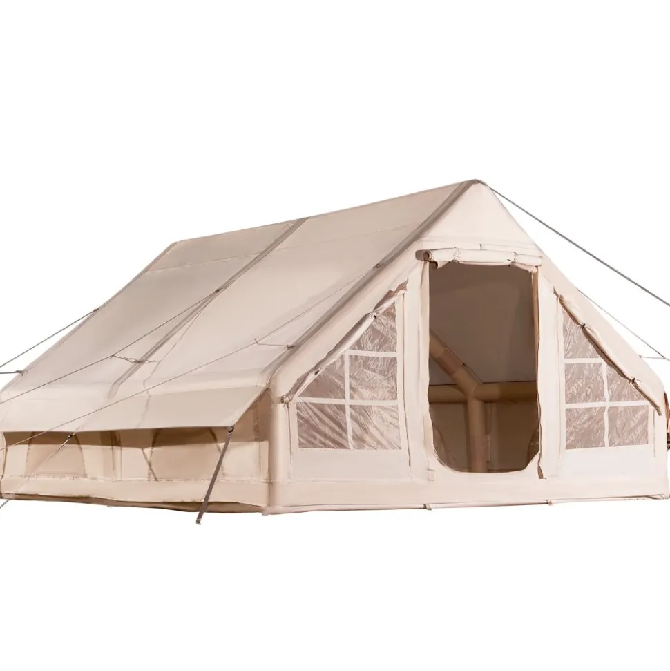 VEVOR Inflatable Tents for Camping, 5-8 Person Easy Setup Blow up Tent with Hand Pump, 300D Oxford Glamping Tent with Stove Jack 2 Doors & 4 Mesh Windows, Storage Bag Included for Easy Taking