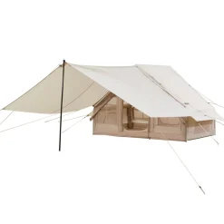VEVOR Inflatable Tents for Camping, 3-5 Person Easy Setup Blow up Tent with Hand Pump, 300D Oxford 4 Season Glamping Tent with Canopy, Stove Jack, 2 Doors & 2 Mesh Windows (Storage Bag Included)