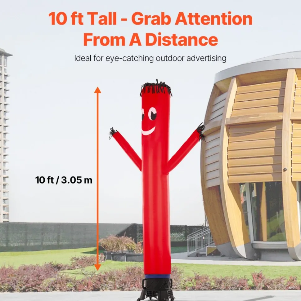 VEVOR Inflatable Tube Man Set, 10 ft Tall, Wacky Waving Inflatable Dancing Tube Guy with 9/10 HP Blower, PP Shell IPX3 Waterproof Blower Fan, for Outdoor Advertising Business Store Party