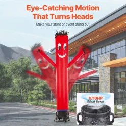 VEVOR Inflatable Tube Man Set, 10 ft Tall, Wacky Waving Inflatable Dancing Tube Guy with 9/10 HP Blower, PP Shell IPX3 Waterproof Blower Fan, for Outdoor Advertising Business Store Party