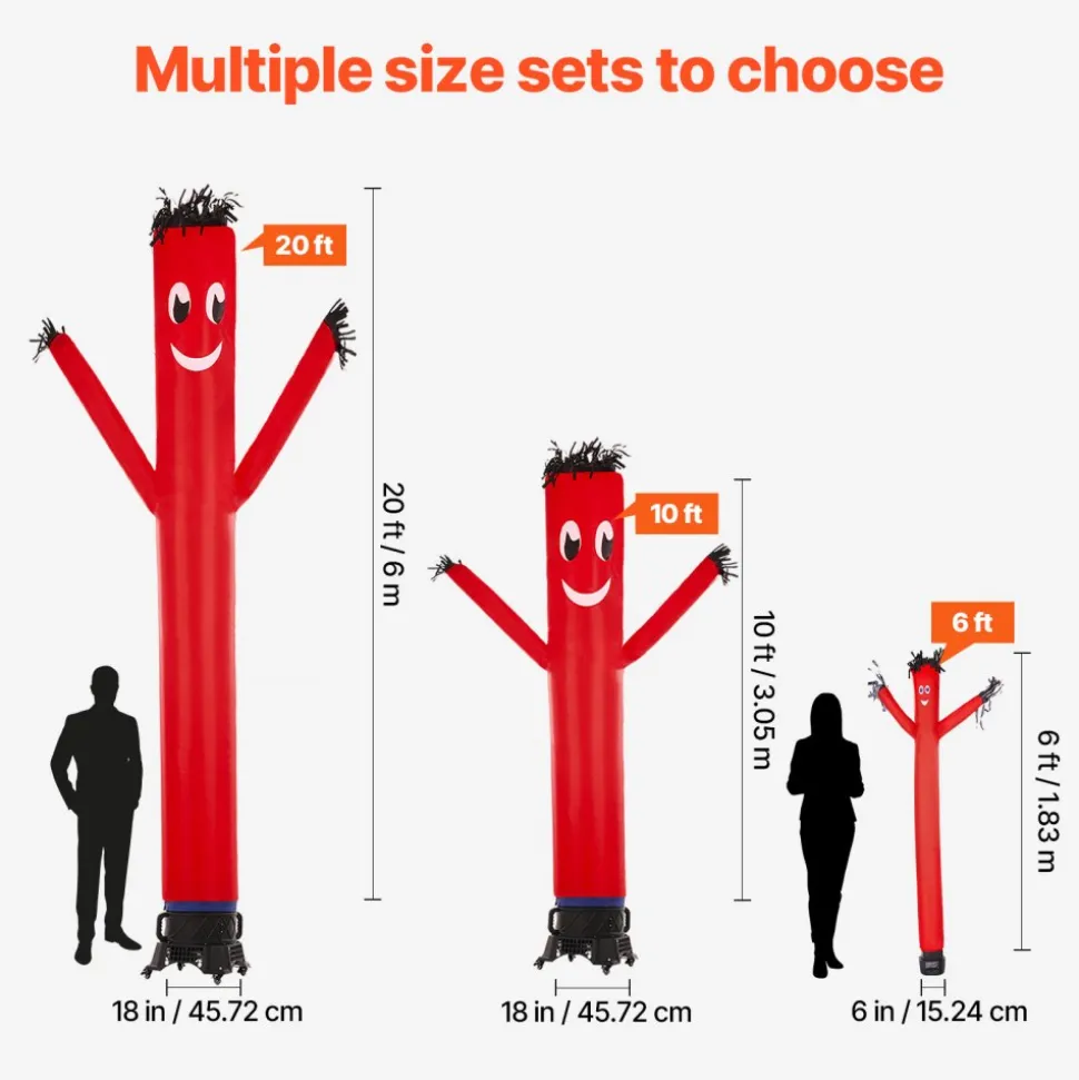 VEVOR Inflatable Tube Man Set, 10 ft Tall, Wacky Waving Inflatable Dancing Tube Guy with 9/10 HP Blower, PP Shell IPX3 Waterproof Blower Fan, for Outdoor Advertising Business Store Party