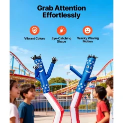 VEVOR Inflatable Tube Man with Blower, 10 ft Tall, Wacky Waving Wind Flying Inflatable Dancing Tube Guy with 3/4 HP IPX3 Waterproof Blower Fan, for Outdoor Advertising Business Store Party Decoration