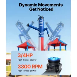 VEVOR Inflatable Tube Man with Blower, 10 ft Tall, Wacky Waving Wind Flying Inflatable Dancing Tube Guy with 3/4 HP IPX3 Waterproof Blower Fan, for Outdoor Advertising Business Store Party Decoration