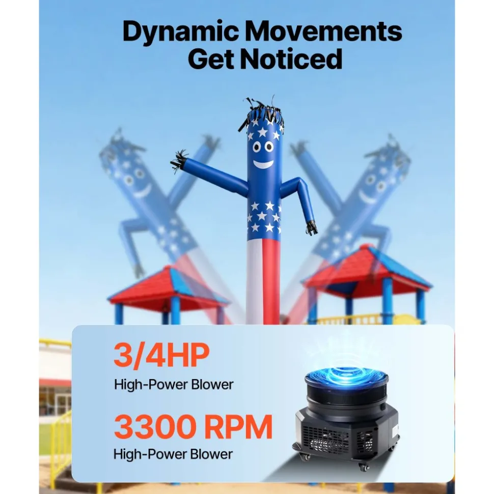VEVOR Inflatable Tube Man with Blower, 10 ft Tall, Wacky Waving Wind Flying Inflatable Dancing Tube Guy with 3/4 HP IPX3 Waterproof Blower Fan, for Outdoor Advertising Business Store Party Decoration
