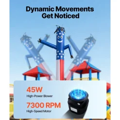 VEVOR Inflatable Tube Man with Blower, 6 ft Tall, Wacky Waving Wind Flying Inflatable Dancing Tube Guy with 1/15 HP IPX3 Waterproof Blower Fan, for Outdoor Advertising Business Store Party Decoration