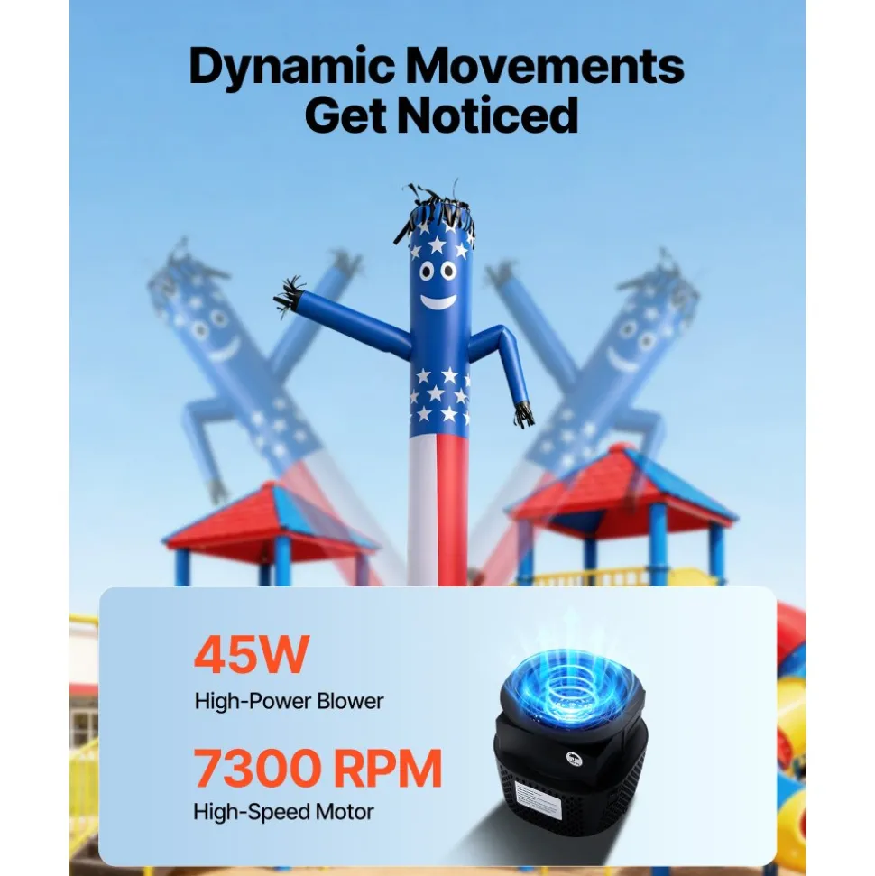 VEVOR Inflatable Tube Man with Blower, 6 ft Tall, Wacky Waving Wind Flying Inflatable Dancing Tube Guy with 1/15 HP IPX3 Waterproof Blower Fan, for Outdoor Advertising Business Store Party Decoration
