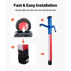 VEVOR Inflatable Tube Man with Blower, 6 ft Tall, Wacky Waving Wind Flying Inflatable Dancing Tube Guy with 1/15 HP IPX3 Waterproof Blower Fan, for Outdoor Advertising Business Store Party Decoration
