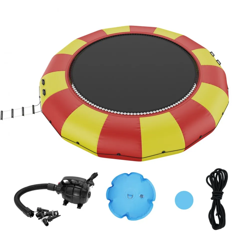 VEVOR Inflatable Water Bouncer, 17ft Recreational Water Trampoline, Portable Bounce Swim Platform with 5-Step Ladder & Electric Air Pump, Kids Adults Floating Rebounder for Pool, Lake, Water Sports