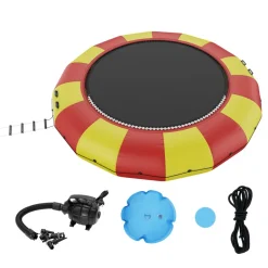 VEVOR Inflatable Water Bouncer, 17ft Recreational Water Trampoline, Portable Bounce Swim Platform with 5-Step Ladder & Electric Air Pump, Kids Adults Floating Rebounder for Pool, Lake, Water Sports