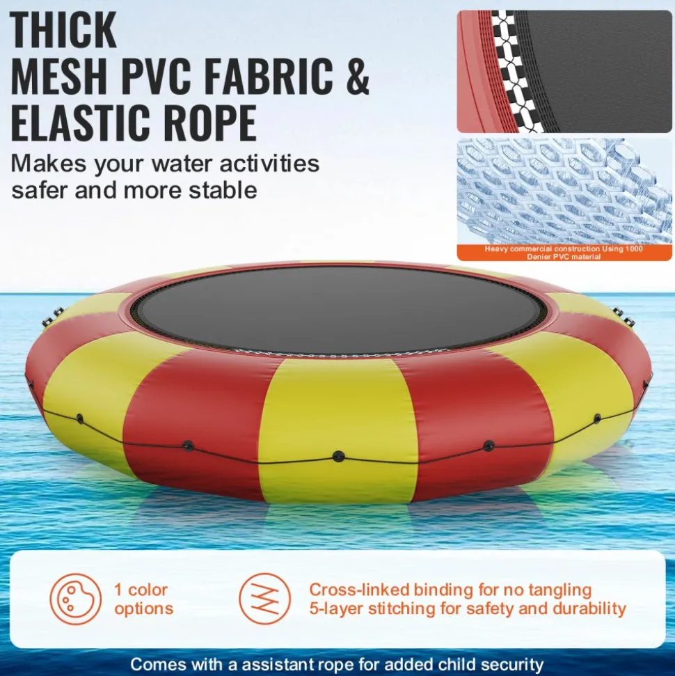 VEVOR Inflatable Water Bouncer, 17ft Recreational Water Trampoline, Portable Bounce Swim Platform with 5-Step Ladder & Electric Air Pump, Kids Adults Floating Rebounder for Pool, Lake, Water Sports