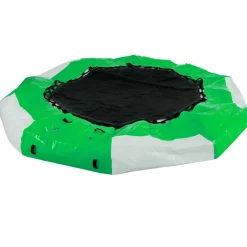 VEVOR Inflatable Water Trampoline, 10ft Recreational Water Bouncer with Escalator, Round Inflatable Water Trampoline in Green and White, Floating Trampoline for Lakes, Pools, Calm Sea