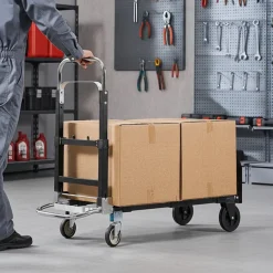 VEVOR 2 in 1 Folding Hand Truck, 500 lbs Load Capacity for 4-Wheel Mode, Convertible Hand Truck Dolly with Wheels & Adjustable Handle, Portable Dolly for Moving Home, Office, Warehouse
