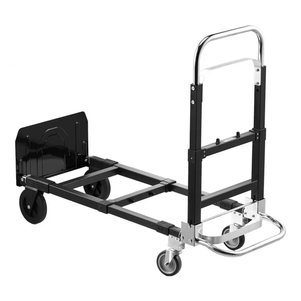 VEVOR 2 in 1 Folding Hand Truck, 500 lbs Load Capacity for 4-Wheel Mode, Convertible Hand Truck Dolly with Wheels & Adjustable Handle, Portable Dolly for Moving Home, Office, Warehouse