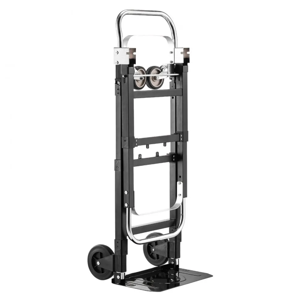 VEVOR 2 in 1 Folding Hand Truck, 500 lbs Load Capacity for 4-Wheel Mode, Convertible Hand Truck Dolly with Wheels & Adjustable Handle, Portable Dolly for Moving Home, Office, Warehouse